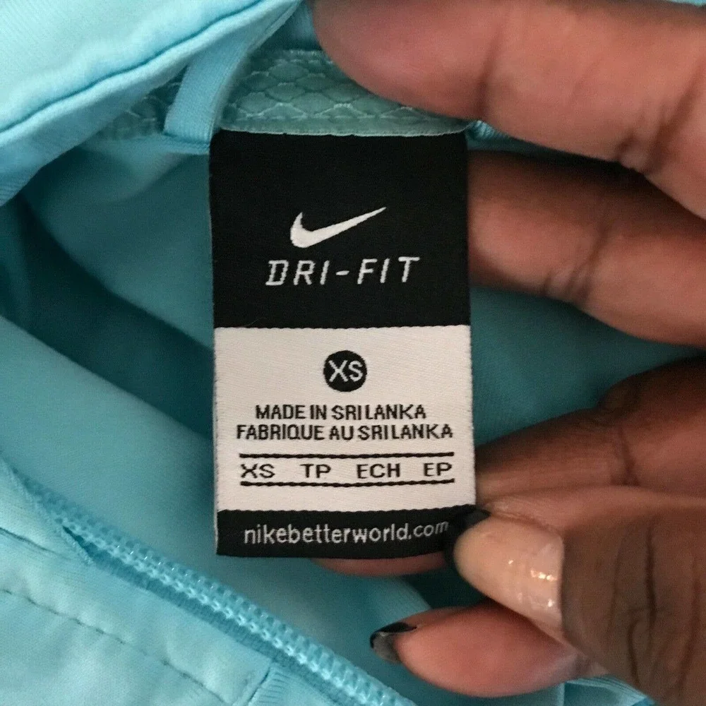 Nike Jacket Womens Sz XS Dri-Fit Light Blue Mock Neck Zip Up Athletic‎ Pockets